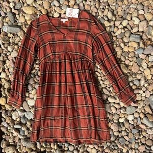Knox Rose Rust and Black Plaid Long Sleeve Dress